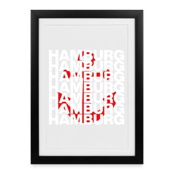 HAMBURG LIEBE HH HAFENPOWER ANKER NORDDEUTSCH - Framed poster (27 × 37 cm) - black - Front