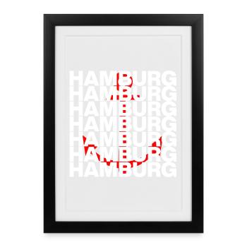 HAMBURG LIEBE HH HAFENPOWER ANKER - Framed poster (27 × 37 cm) - black - Front