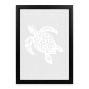 Nature mystique et géométrie de la Tortue tribale - Affiche encadrée (27 × 37 cm) - noir - Devant