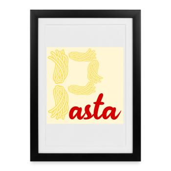 Pâtes et nouilles, plat préféré - Affiche encadrée (27 × 37 cm) - noir - Devant