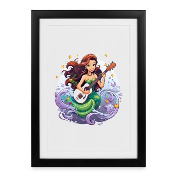 Musicien de mer à la guitare - Affiche encadrée (27 × 37 cm) - noir - Devant