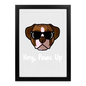 Hey Paws Up Boxer Dog Sunglasses Funny - Framed poster (27 × 37 cm) - black - Front
