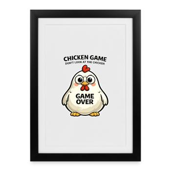 Mème du Jeu du Poulet - Affiche encadrée (27 × 37 cm) - noir - Devant