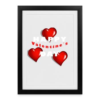 Valentine's Day Heart Design Love - Framed poster (27 × 37 cm) - black - Front