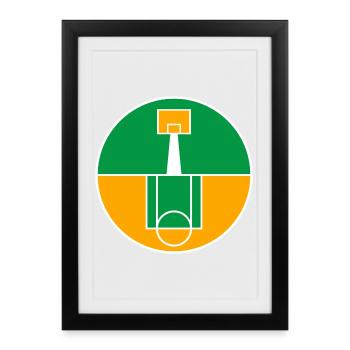 Circular Basketball Court Emblem - Framed poster (27 × 37 cm) - black - Front