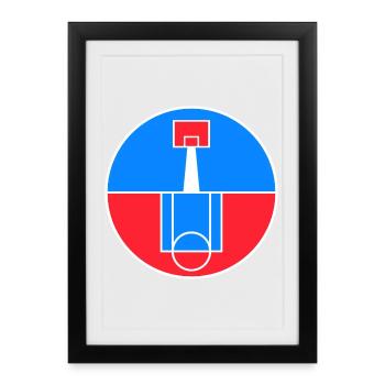 Circular Basketball Court Badge - Framed poster (27 × 37 cm) - black - Front