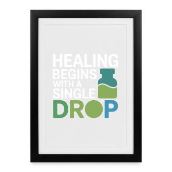 La guérison de l’homéopathie débute Single Drop Professional - Affiche encadrée (27 × 37 cm) - noir - Devant