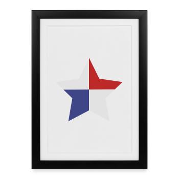 Panama star-shaped flag - Framed poster (27 × 37 cm) - black - Front
