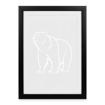 Silhouette d’ours minimaliste et logo symbolique - Affiche encadrée (27 × 37 cm) - noir - Devant