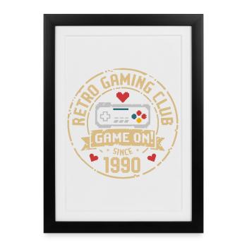Vintage original des années 1990 | Cadeau d’anniversaire 1990 - Affiche encadrée (27 × 37 cm) - noir - Devant