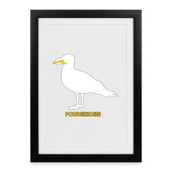 Frites Mouette Voleuse - Blanc - Affiche encadrée (27 × 37 cm) - noir - Devant