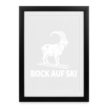 Funny ibex for skiers - Framed poster (27 × 37 cm) - black - Front