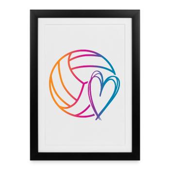 Ballon de volley-ball - Affiche encadrée (27 × 37 cm) - noir - Devant