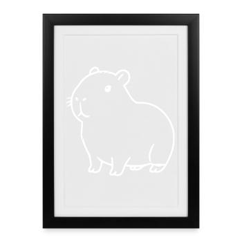 Capybara capybara blanc - Affiche encadrée (27 × 37 cm) - noir - Devant