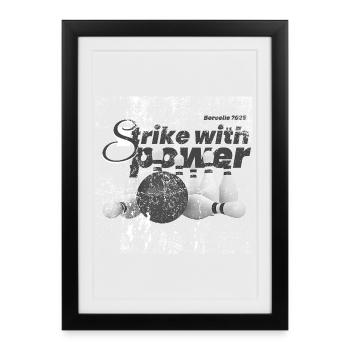 Power Strike, Bowling Grunge - Affiche encadrée (27 × 37 cm) - noir - Devant