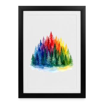 Rainbow Forest Silhouette Rainbow forest - Framed poster (27 × 37 cm) - black - Front