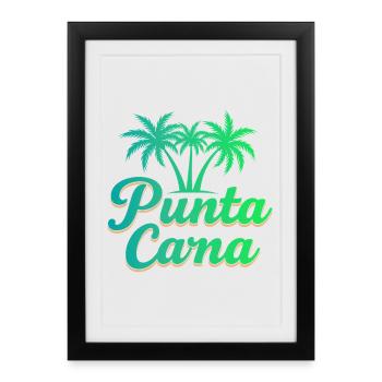 Vacances caribéennes à Punta Cana avec palmiers - Affiche encadrée (27 × 37 cm) - noir - Devant