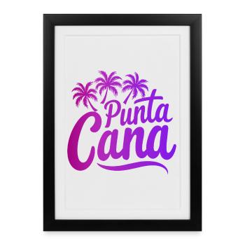 Vacances caribéennes à Punta Cana avec palmiers - Affiche encadrée (27 × 37 cm) - noir - Devant