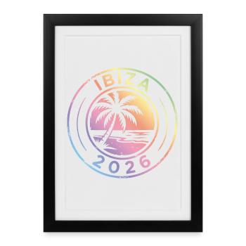 Ibiza 2026 Colorée - Affiche encadrée (27 × 37 cm) - noir - Devant