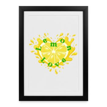 Motif d’amour au cœur d’agrumes - Affiche encadrée (27 × 37 cm) - noir - Devant