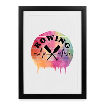 Aviron - Affiche encadrée (27 × 37 cm) - noir - Devant