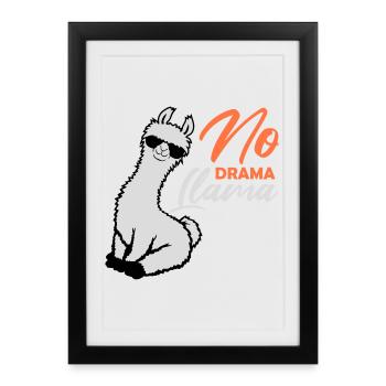 Pas de drame Lama Lunettes de soleil cool assis détendu - Affiche encadrée (27 × 37 cm) - noir - Devant