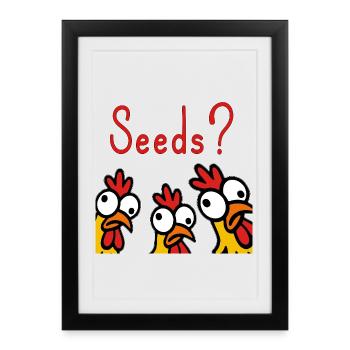 Passe-temps des poulets fous qui mangent des céréales - Affiche encadrée (27 × 37 cm) - noir - Devant