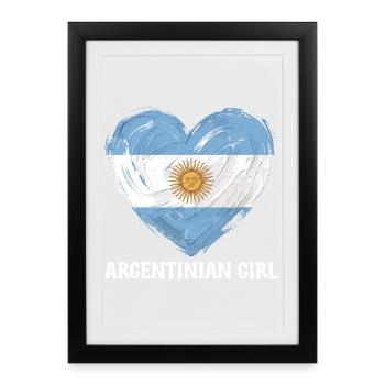 Football de Football Argentin Girl Heart - Affiche encadrée (27 × 37 cm) - noir - Devant