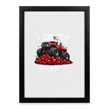 Saint-Valentin : J’écrase le monstre canard oie de cœur - Affiche encadrée (27 × 37 cm) - noir - Devant
