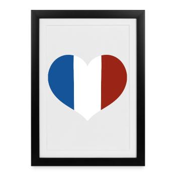 French Flag Heart - Framed poster (27 × 37 cm) - black - Front