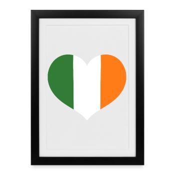 Emblème du drapeau irlandais en forme de cœur - Affiche encadrée (27 × 37 cm) - noir - Devant