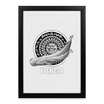 Cachalolots et masque tiki - Affiche encadrée (27 × 37 cm) - noir - Devant