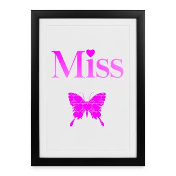 Miss Papillon Fushia - Framed poster (27 × 37 cm) - black - Front