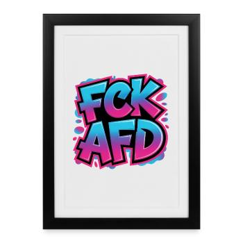 FCK AFD - Antifa Tee - Framed poster (27 × 37 cm) - black - Front