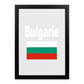 Bulgarie Drapeau et Typographie Bold - Affiche encadrée (27 × 37 cm) - noir - Devant