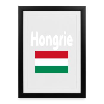 Hongrie Drapeau et mot Hongrie - Affiche encadrée (27 × 37 cm) - noir - Devant