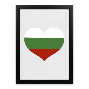 Emblème du drapeau bulgare en forme de cœur - Affiche encadrée (27 × 37 cm) - noir - Devant