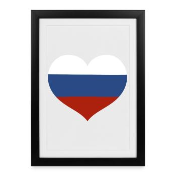 Russia Heart Flag - Framed poster (27 × 37 cm) - black - Front