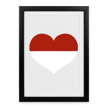Cœur du drapeau de Monaco - Affiche encadrée (27 × 37 cm) - noir - Devant