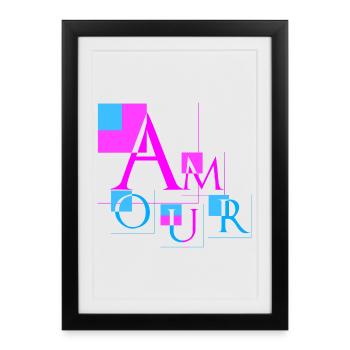 Geometric Love | Modern Pink & Blue Design - Framed poster (27 × 37 cm) - black - Front