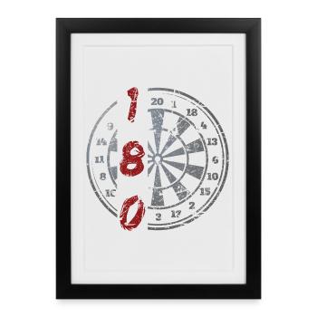 Darts 180 Ciquiplanche vintage - Affiche encadrée (27 × 37 cm) - noir - Devant