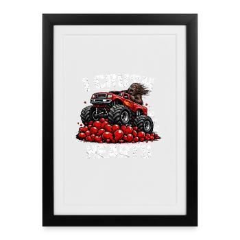  Valentines Day I Crush Hearts Bigfoot Sasquatch - Framed poster (27 × 37 cm) - black - Front