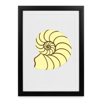 Yellow Ammonite Spiral Line Art - Framed poster (27 × 37 cm) - black - Front