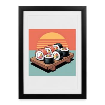 sushi - Affiche encadrée (27 × 37 cm) - noir - Devant
