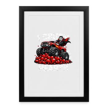  Valentines Day I Crush Hearts Vampire Monster - Framed poster (27 × 37 cm) - black - Front