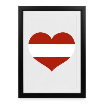 Austrian Flag Heart - Framed poster (27 × 37 cm) - black - Front