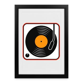 Album vinyle rétro sur platine - Affiche encadrée (27 × 37 cm) - noir - Devant