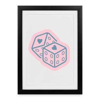 Conception des dés de cœur - Affiche encadrée (27 × 37 cm) - noir - Devant