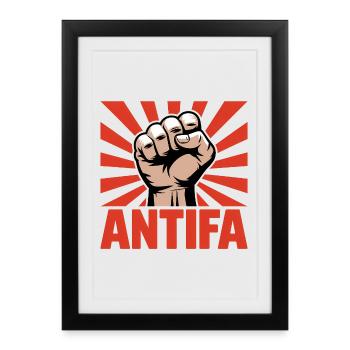 Antifa - Antifascist Merch - Gerahmtes Poster (27 × 37 cm) - Schwarz - Vorne
