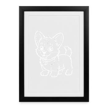 Sortilège de dessin de contours de chihuahua - Affiche encadrée (27 × 37 cm) - noir - Devant